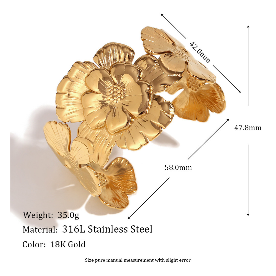 316L Flower Bangle 詳細画像1|Misy Jewelry
