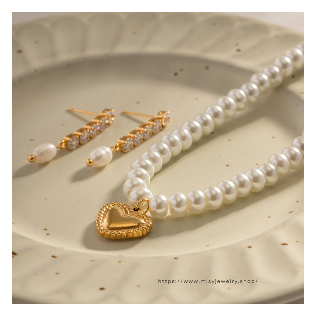 316L Heart Perl Necklace 詳細画像6|Misy Jewelry