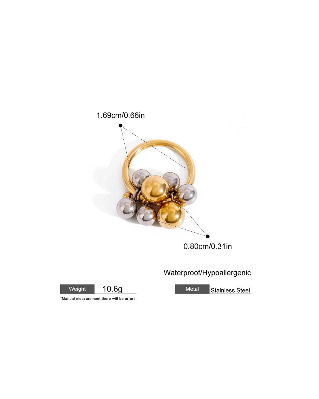316L Bi-Color Sphere Bubble Ring2 詳細画像2|Misy Jewelry