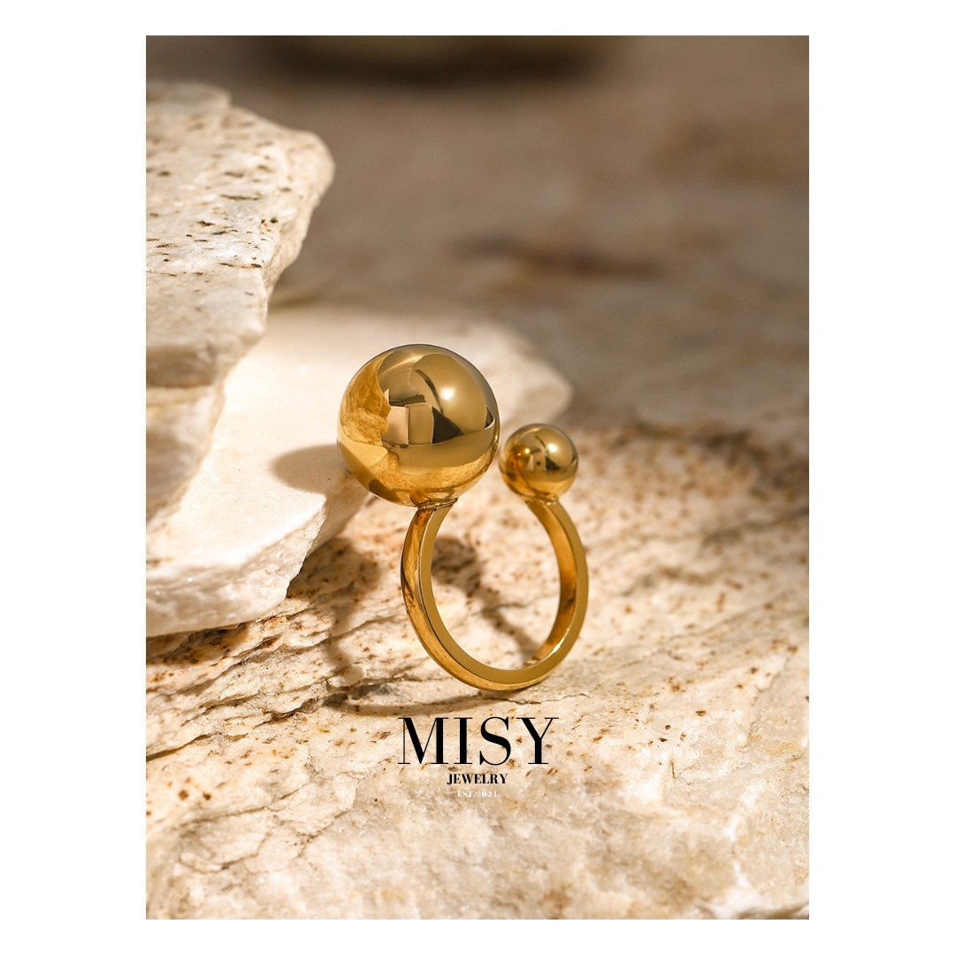 316L Elegant Sphere Ring2 詳細画像1|Misy Jewelry