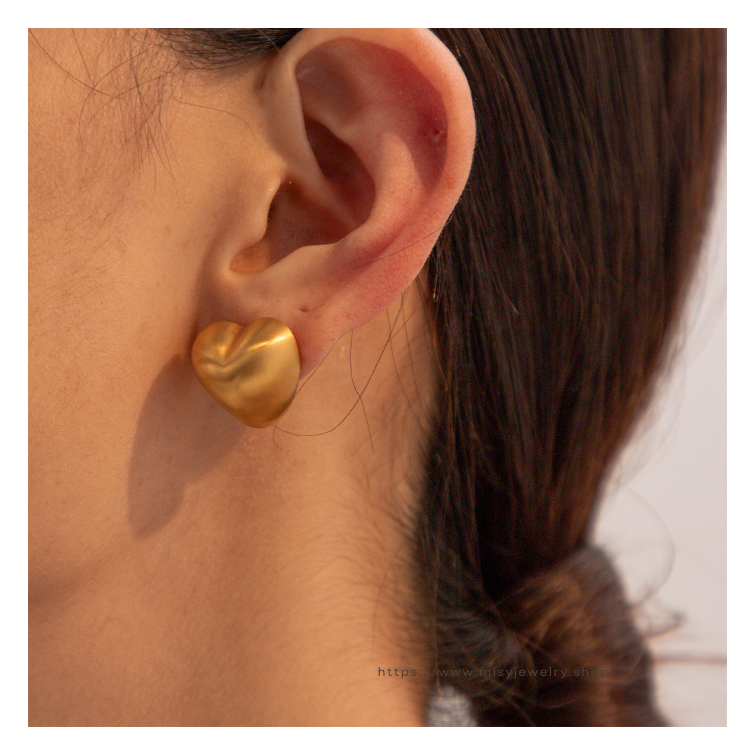 316L Matte Heart Pierce - ピアス・イヤリング|Misy Jewelry