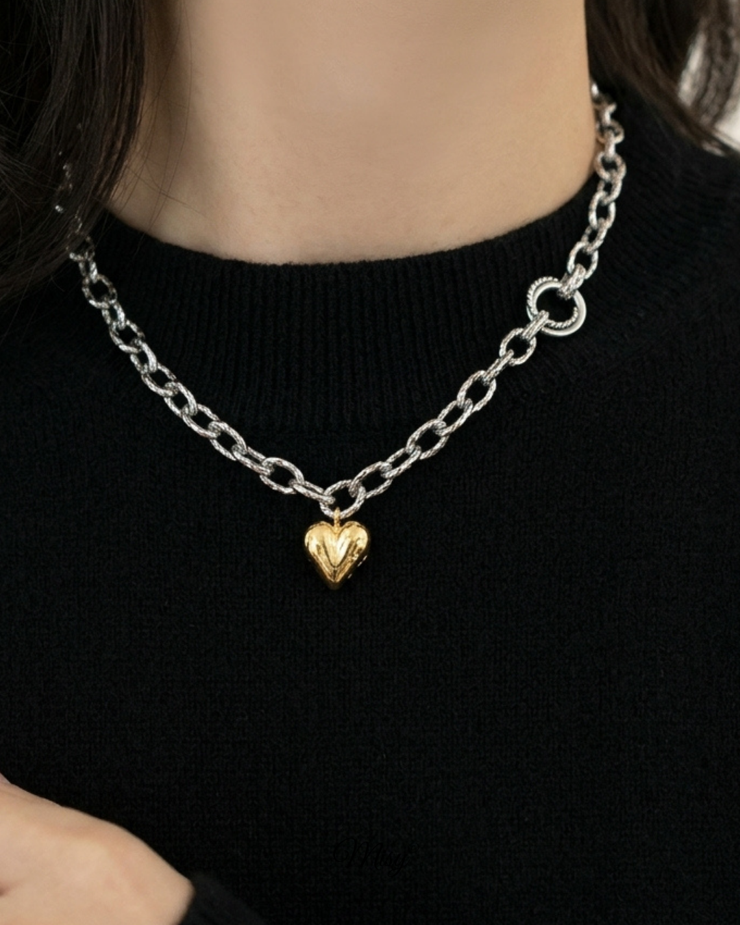 316L Bi Color Heart Necklace