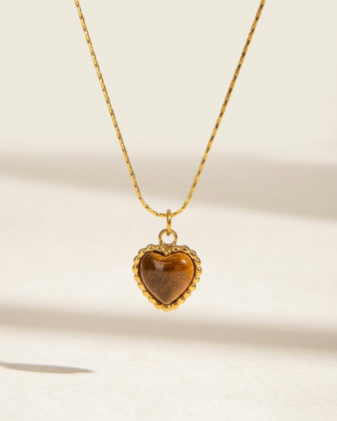 316L Tiger Eye Heart Necklace — ディテール | ネックレス | サージカルステンレス316L | Misy Jewelry