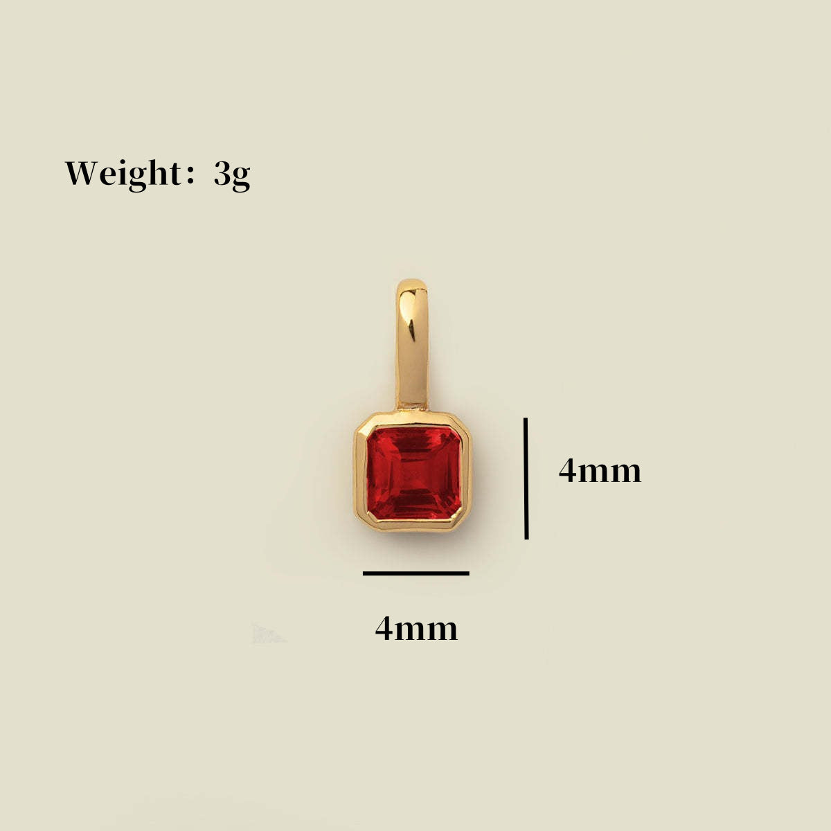 ペンダントトップのサイズ 4mm×4mm 3g