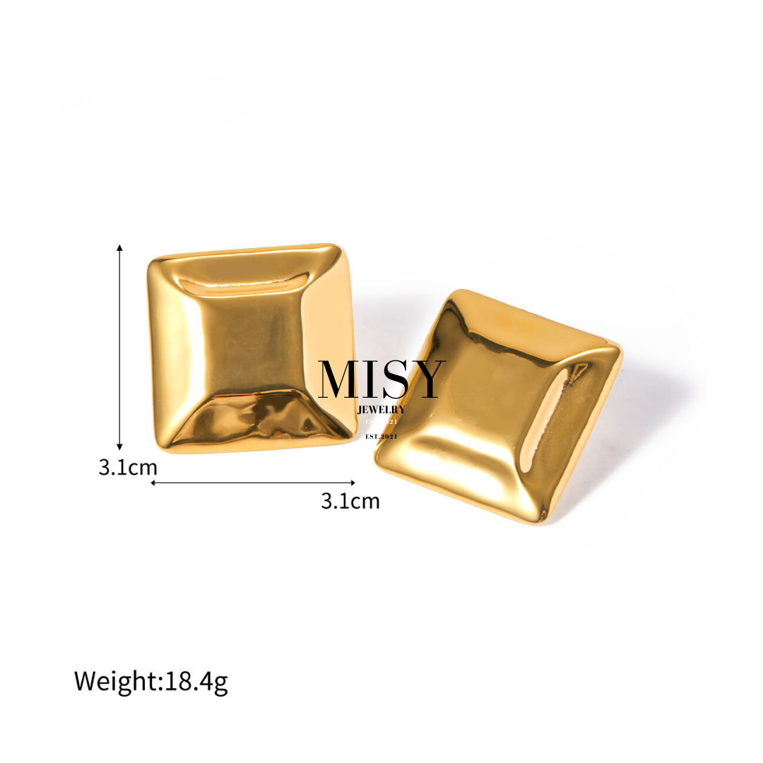 316L Elegant Smooth Square Pierce 詳細画像6|Misy Jewelry