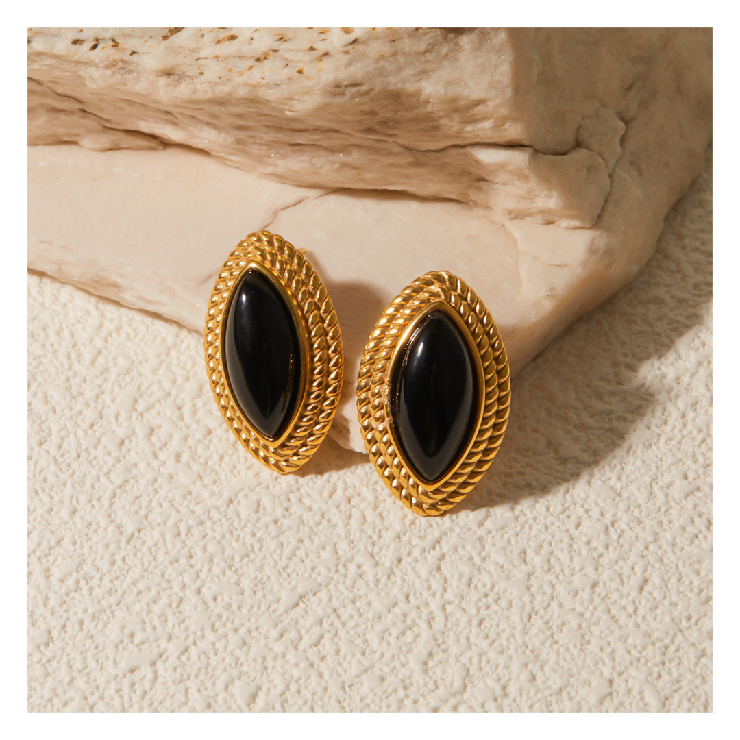 316L Agate Black Pierce 詳細画像1|Misy Jewelry