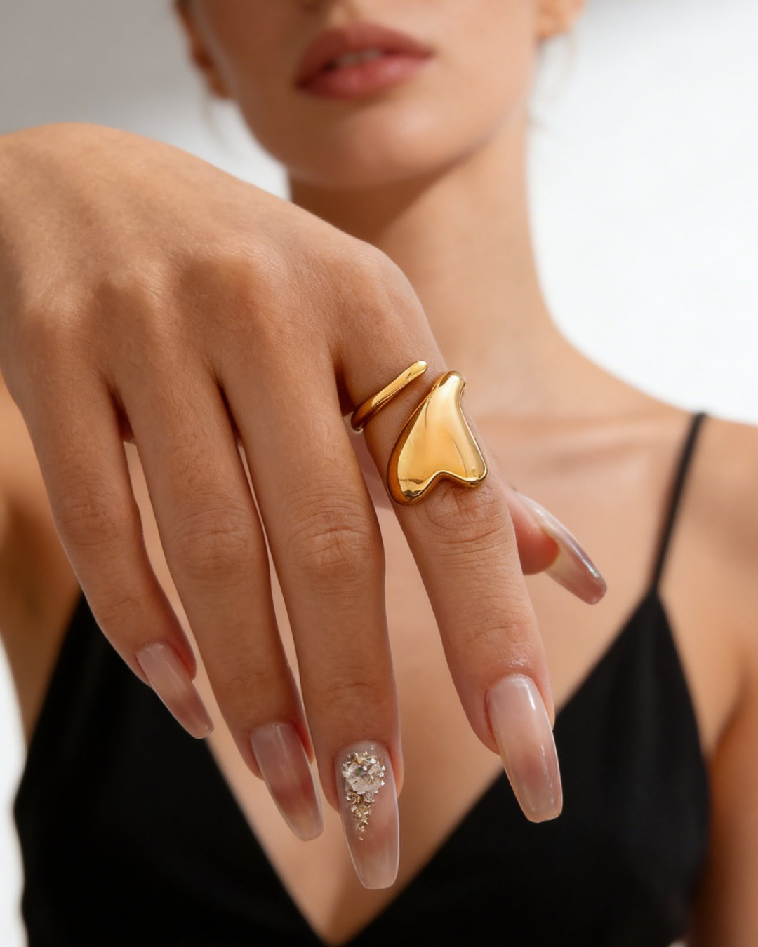 316L Cross Heart Ring