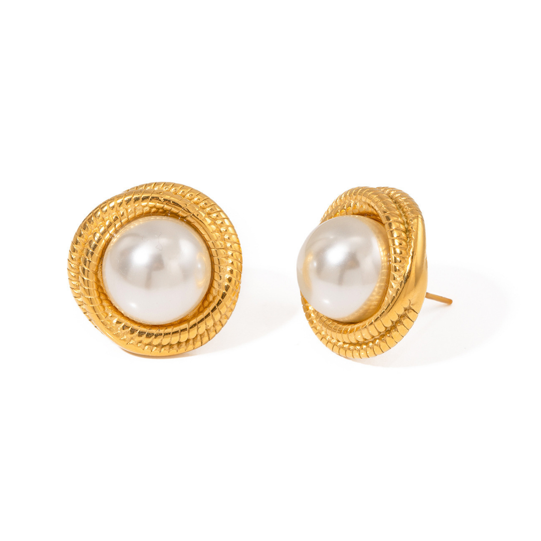 316L Elegant Circle Perl Pierce 詳細画像4|Misy Jewelry