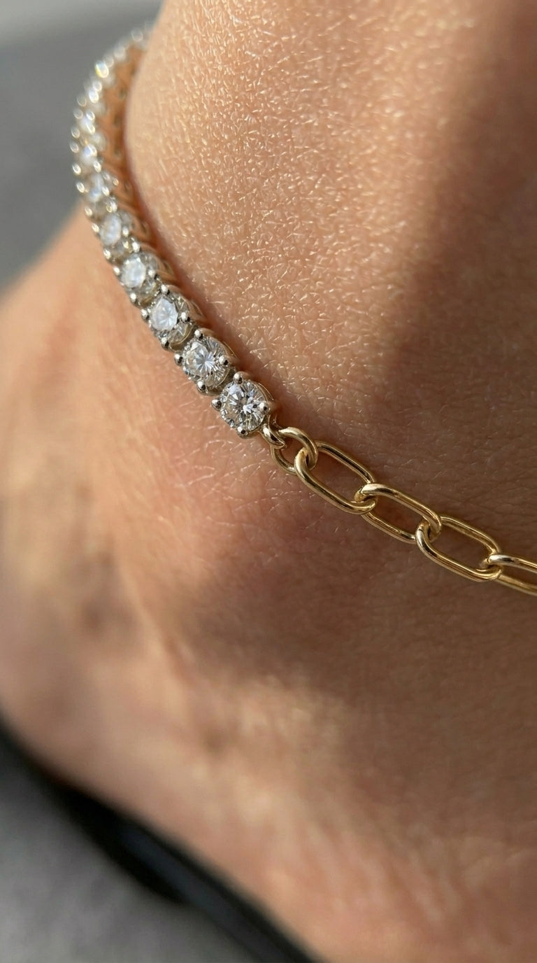 316L Chain & Zirconia Bracelet or Anklet — 着用イメージ | ネックレス | サージカルステンレス316L | Misy Jewelry