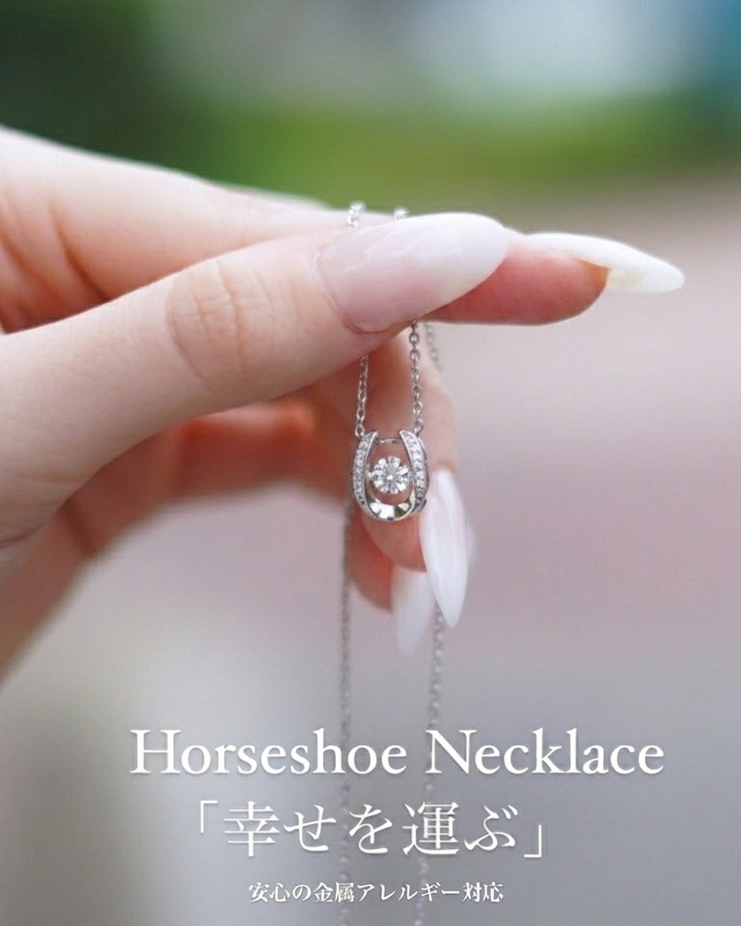 316L Horseshoe zirconia necklace