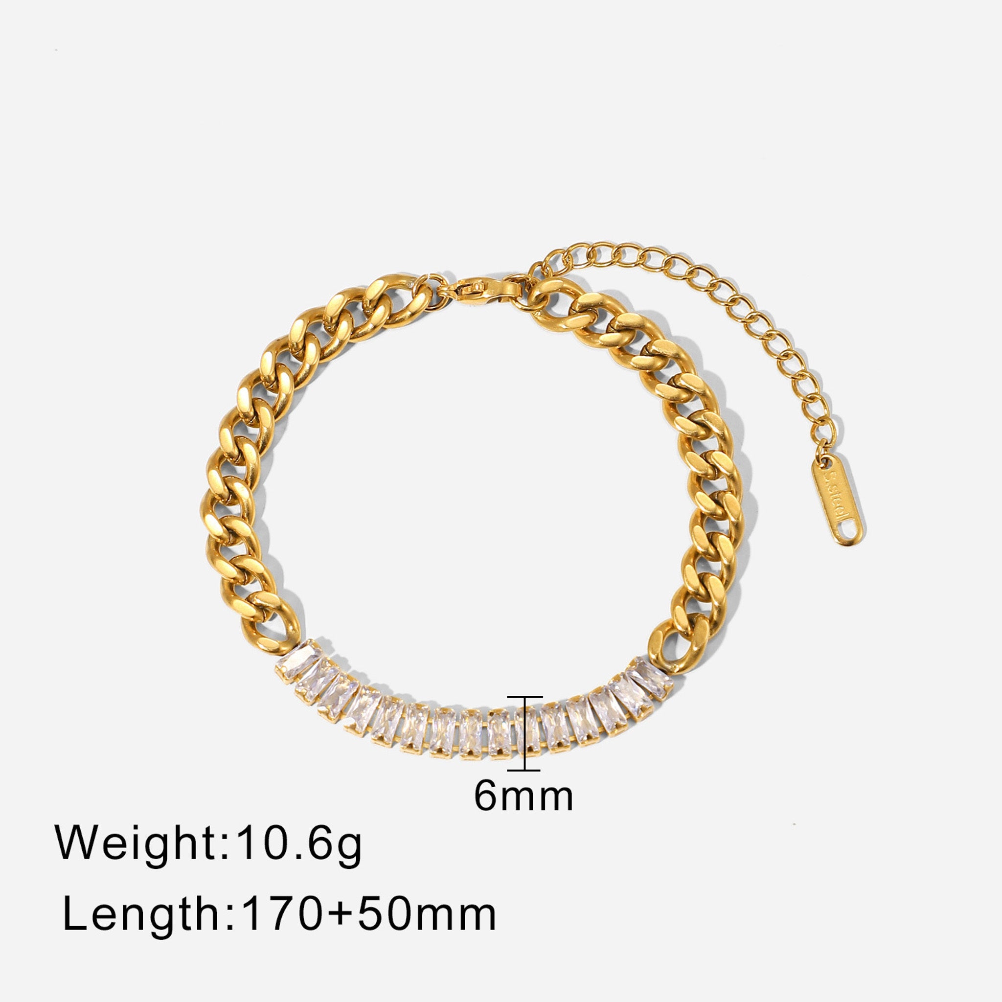 316L Half Zirconia Bracelet — 着用イメージ | ブレスレット | サージカルステンレス316L | Misy Jewelry