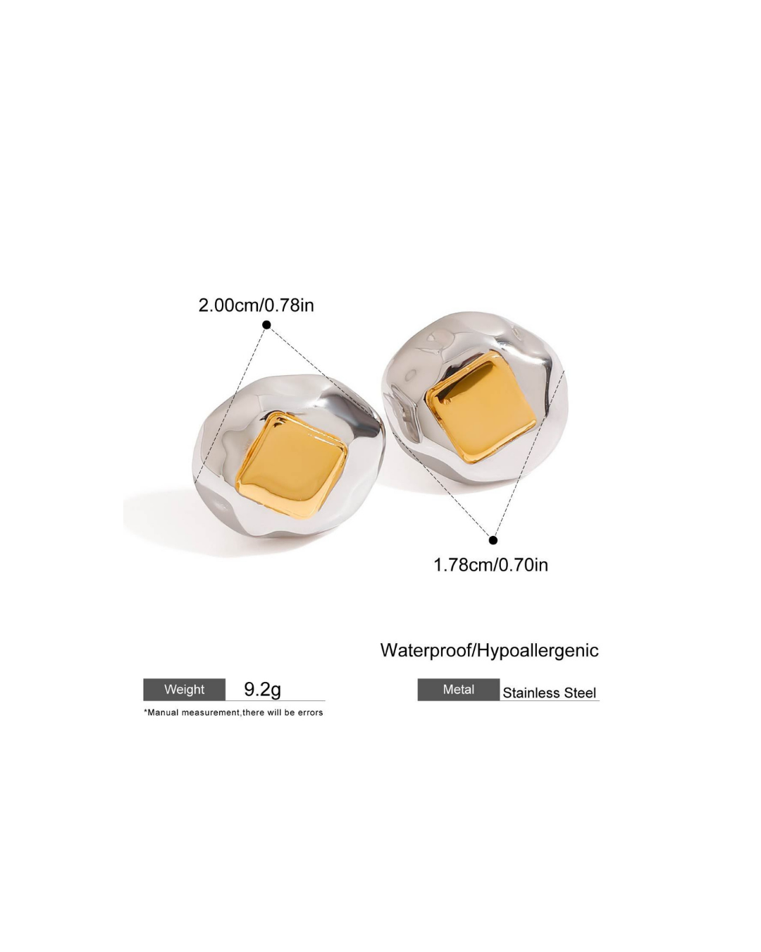 316L Organic Square Stud Pierce — 着用イメージ | リング | サージカルステンレス316L | Misy Jewelry