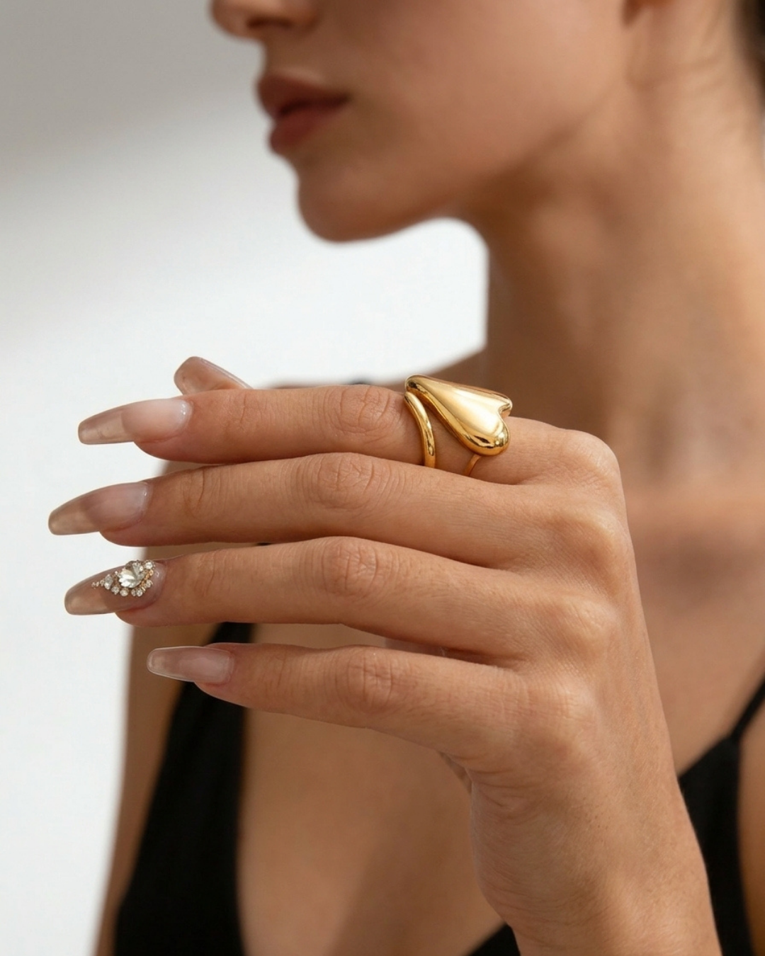 316L Cross Heart Ring