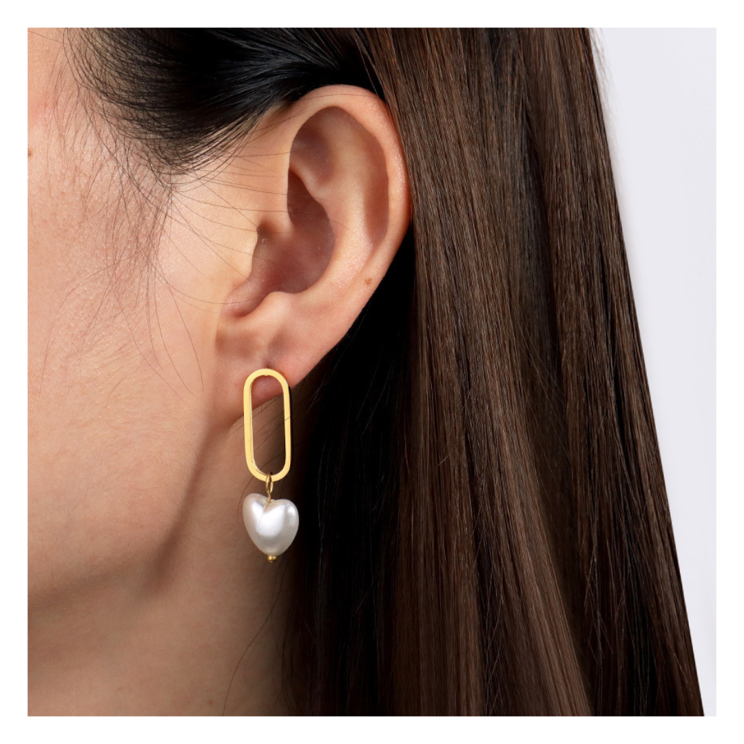 316L Heart Perl Chain Pierce - ピアス・イヤリング|Misy Jewelry