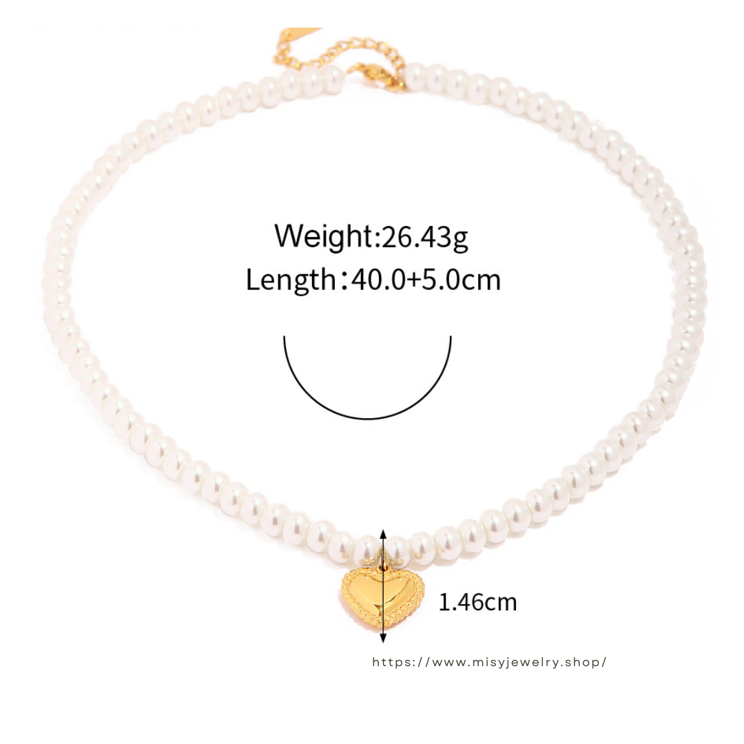 316L Heart Perl Necklace 詳細画像5|Misy Jewelry