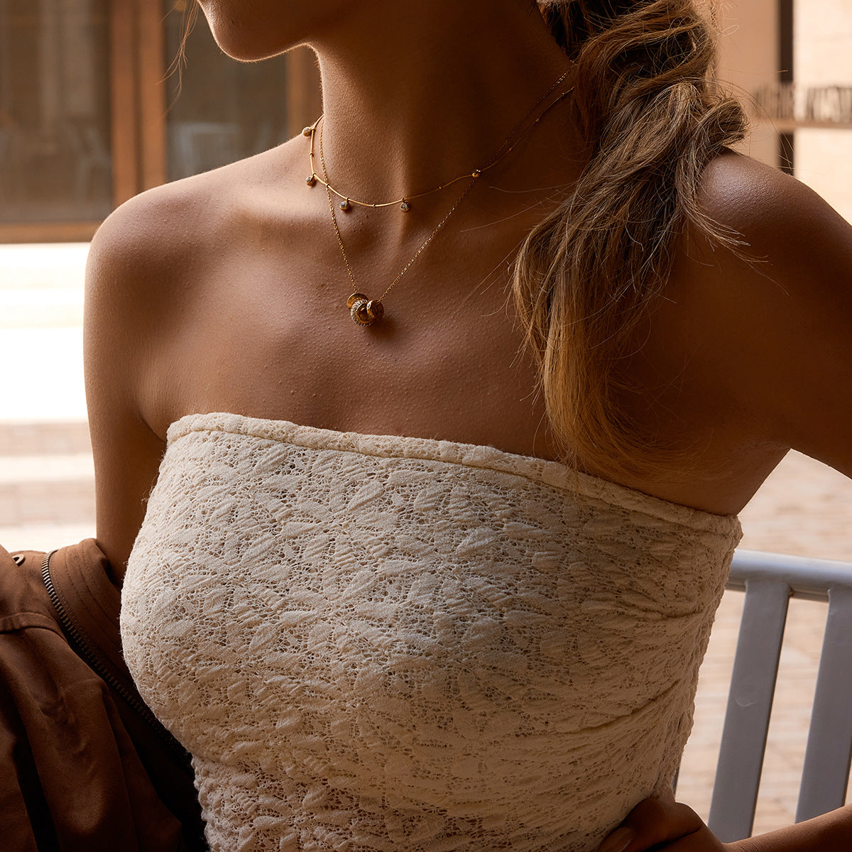 316L Crystal Bead Necklace layered styling