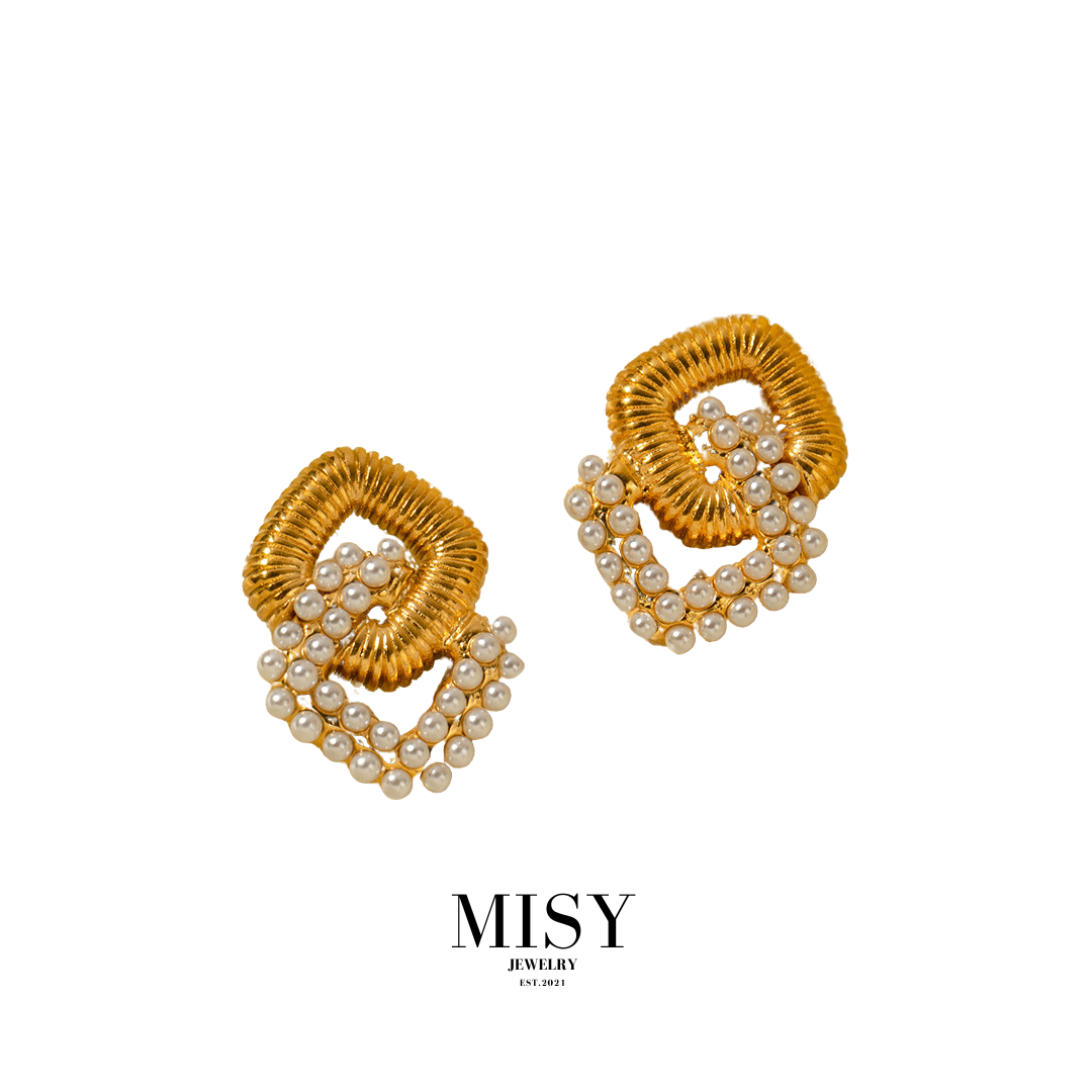 316L Square Perl Pierce 詳細画像1|Misy Jewelry