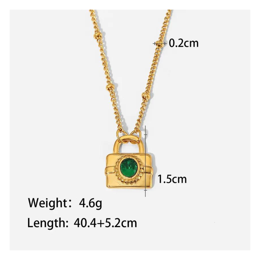 Green Padlock Necklace 詳細画像2|Misy Jewelry