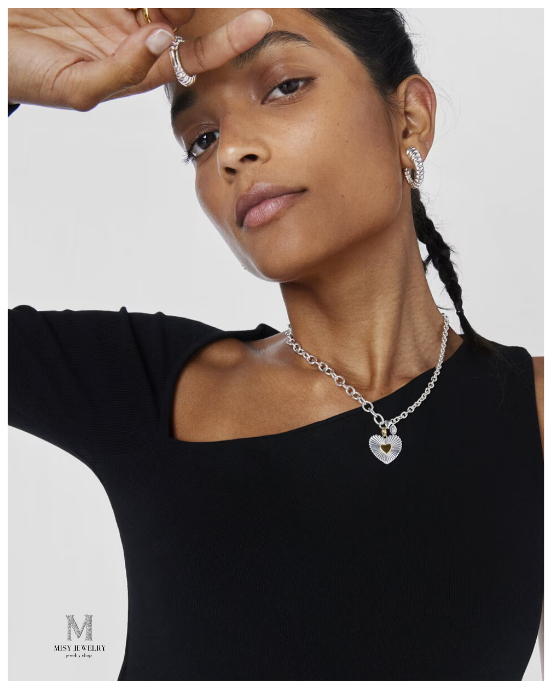 316L Silver Heart Necklace 詳細画像1|Misy Jewelry