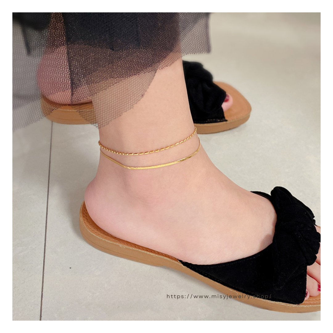 316L Snake&Beads Anklet — 着用イメージ | ブレスレット | サージカルステンレス316L | Misy Jewelry