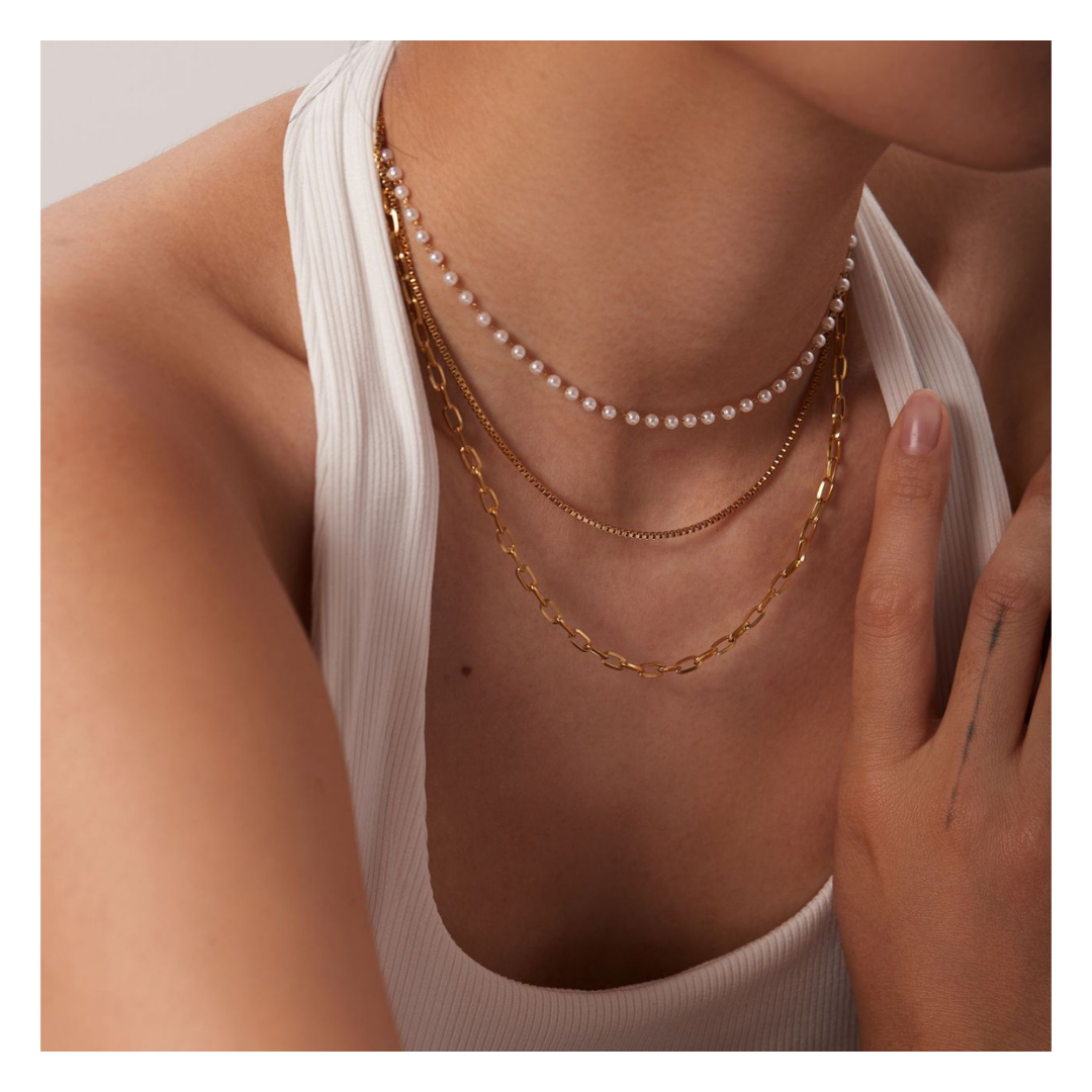 3連 Dot Perl Chain Necklace 詳細画像5|Misy Jewelry