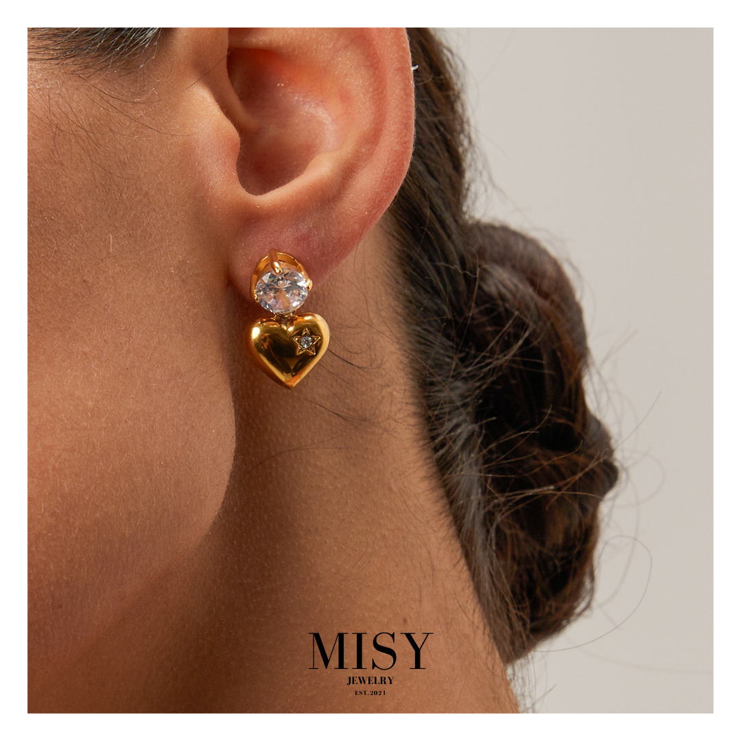 316L Cubic Zirconia Heart Pierce - ピアス・イヤリング|Misy Jewelry