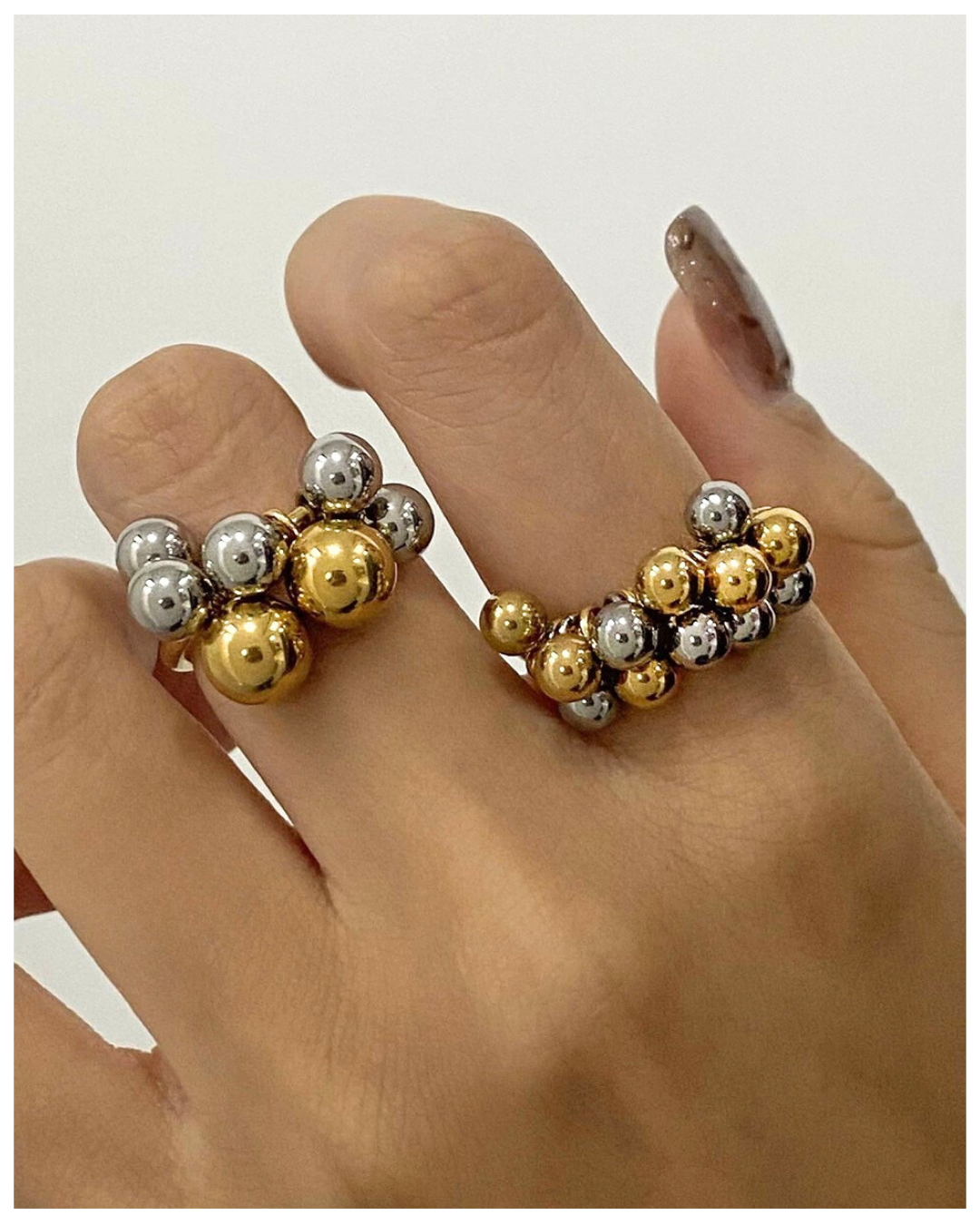 316L Bi-Color Sphere Bubble Ring1 詳細画像1|Misy Jewelry