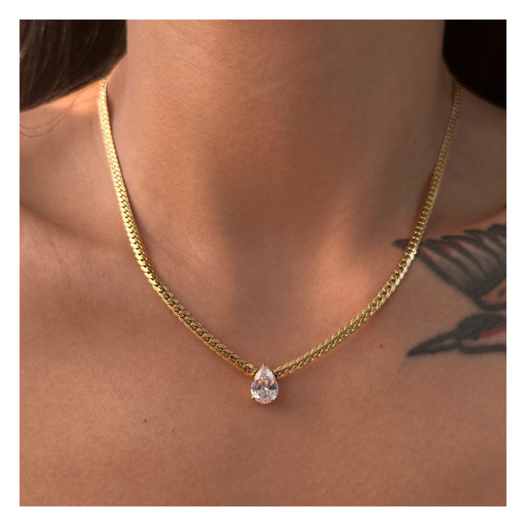 316L Drop Zirconia Chain Necklace 詳細画像6|Misy Jewelry