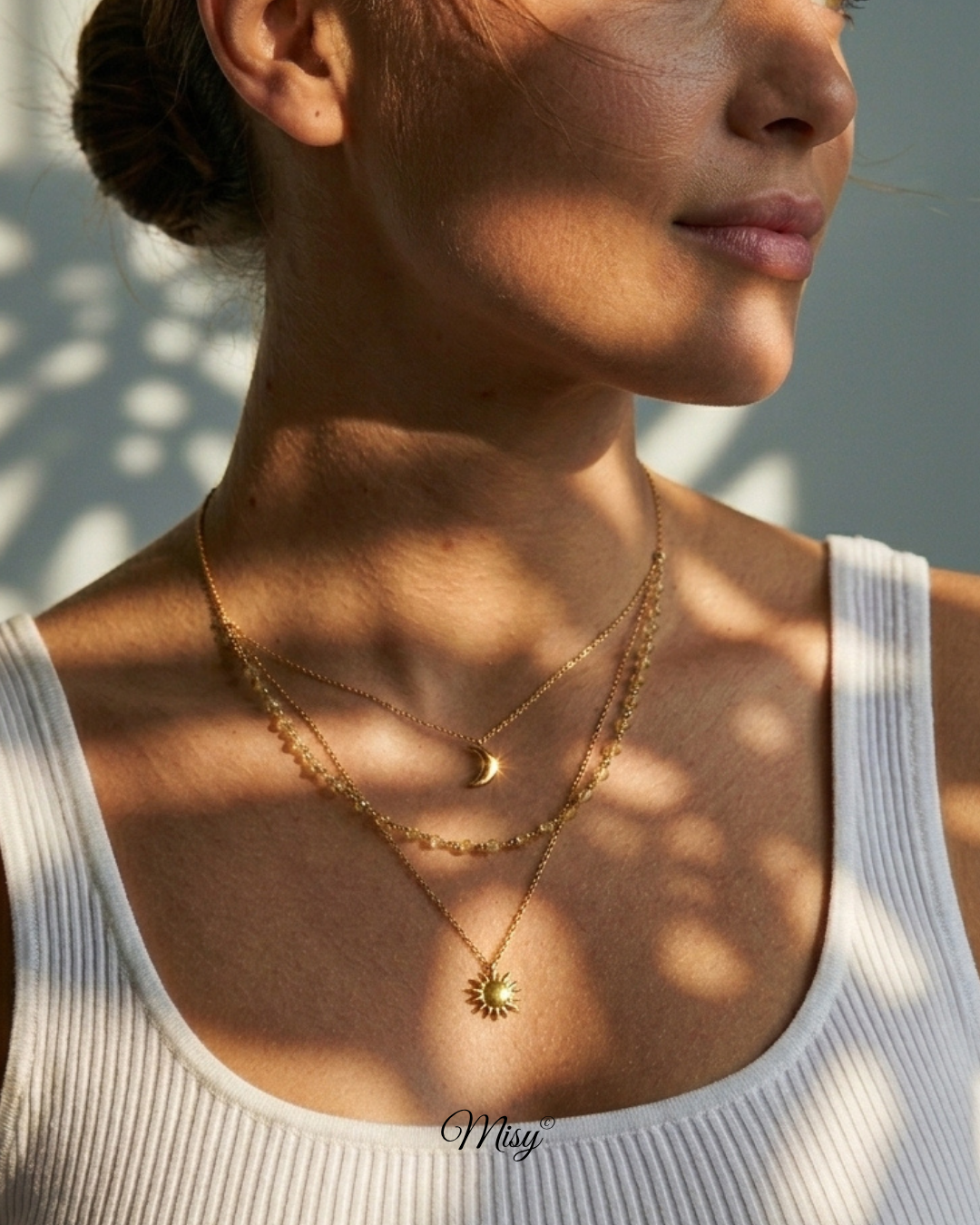316L Sun & Moon Layered Necklace
