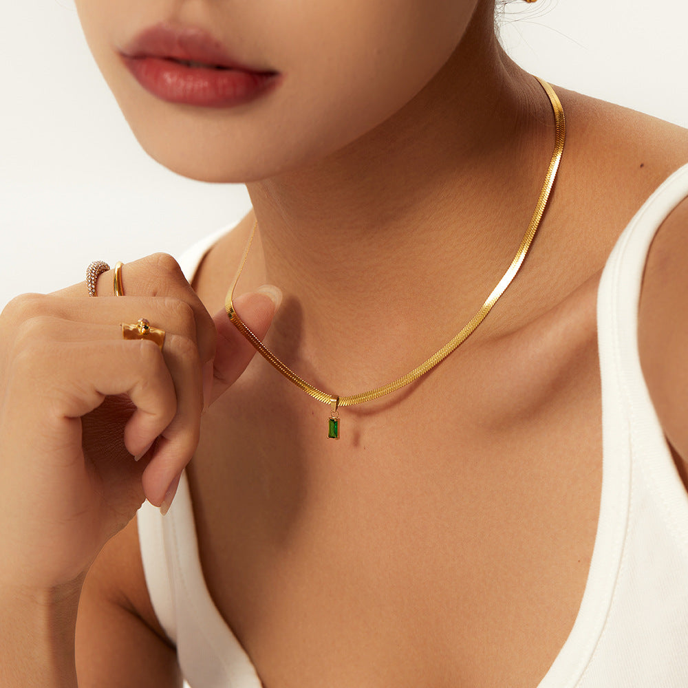 316L Snake Zirconia Green Or White - ジュエリー|Misy Jewelry