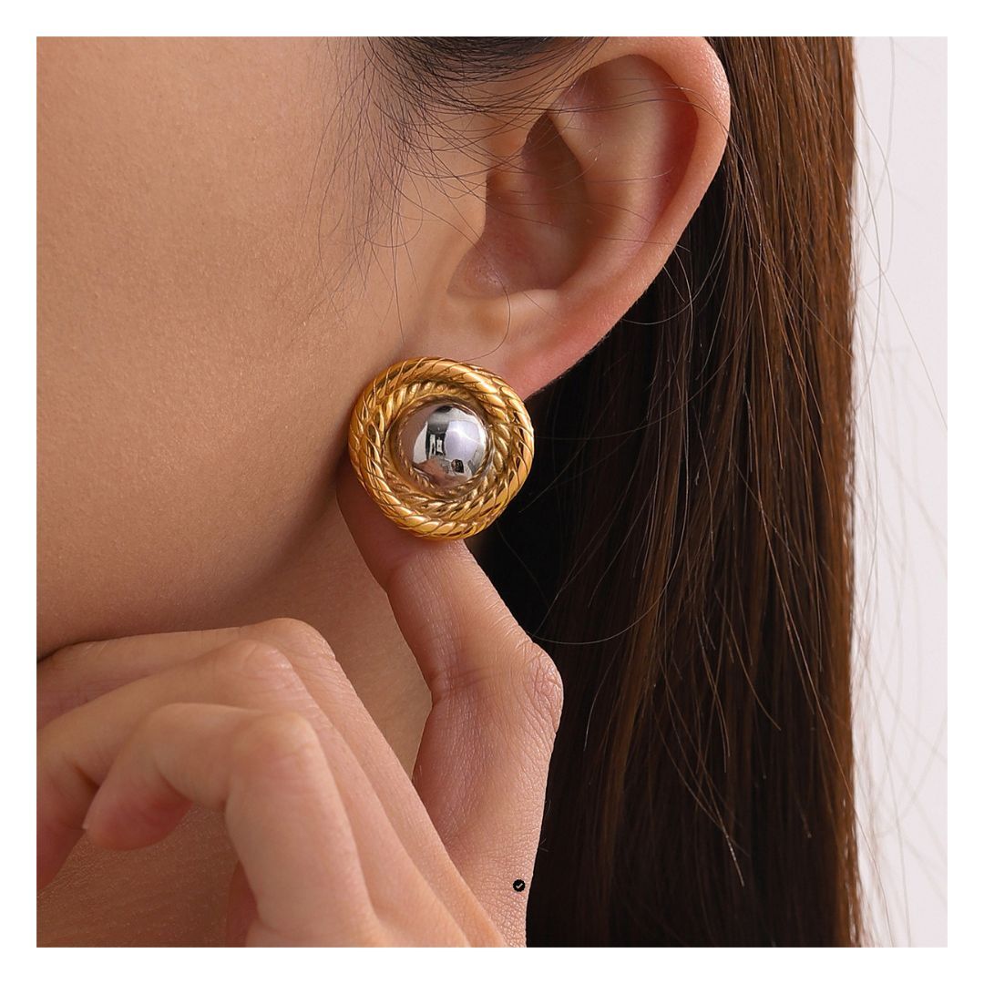 316L Elegant Bi-color Circle Pierce - ピアス・イヤリング|Misy Jewelry