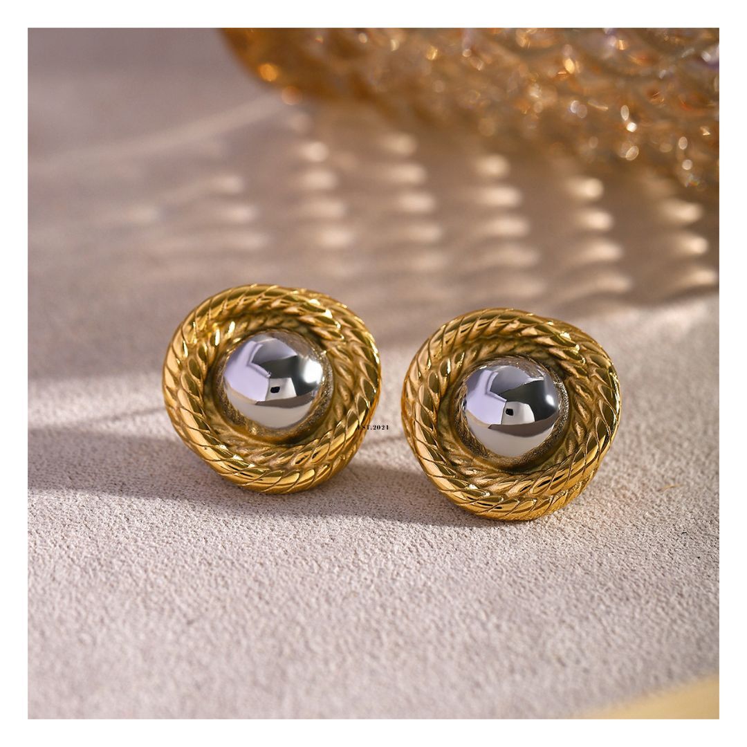 316L Elegant Bi-color Circle Pierce 詳細画像1|Misy Jewelry