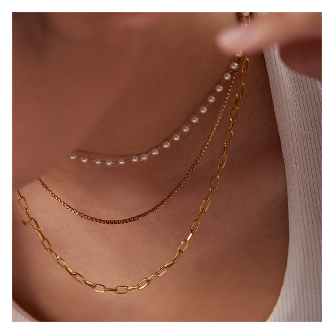 3連 Dot Perl Chain Necklace 詳細画像6|Misy Jewelry