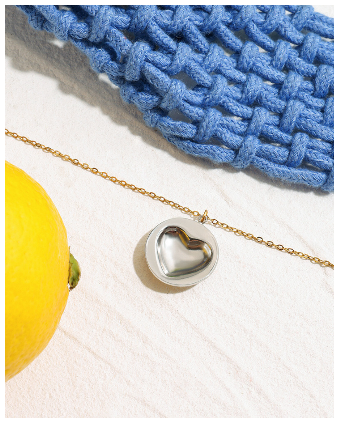 316L Two-Tone Heart Pendant Necklace 詳細画像1|Misy Jewelry