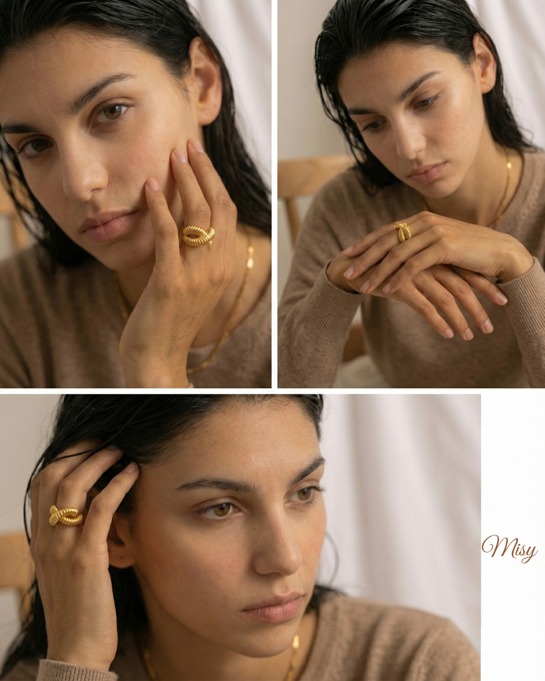 316L Open X-Cross Ring — 着用イメージ | リング | サージカルステンレス316L | Misy Jewelry