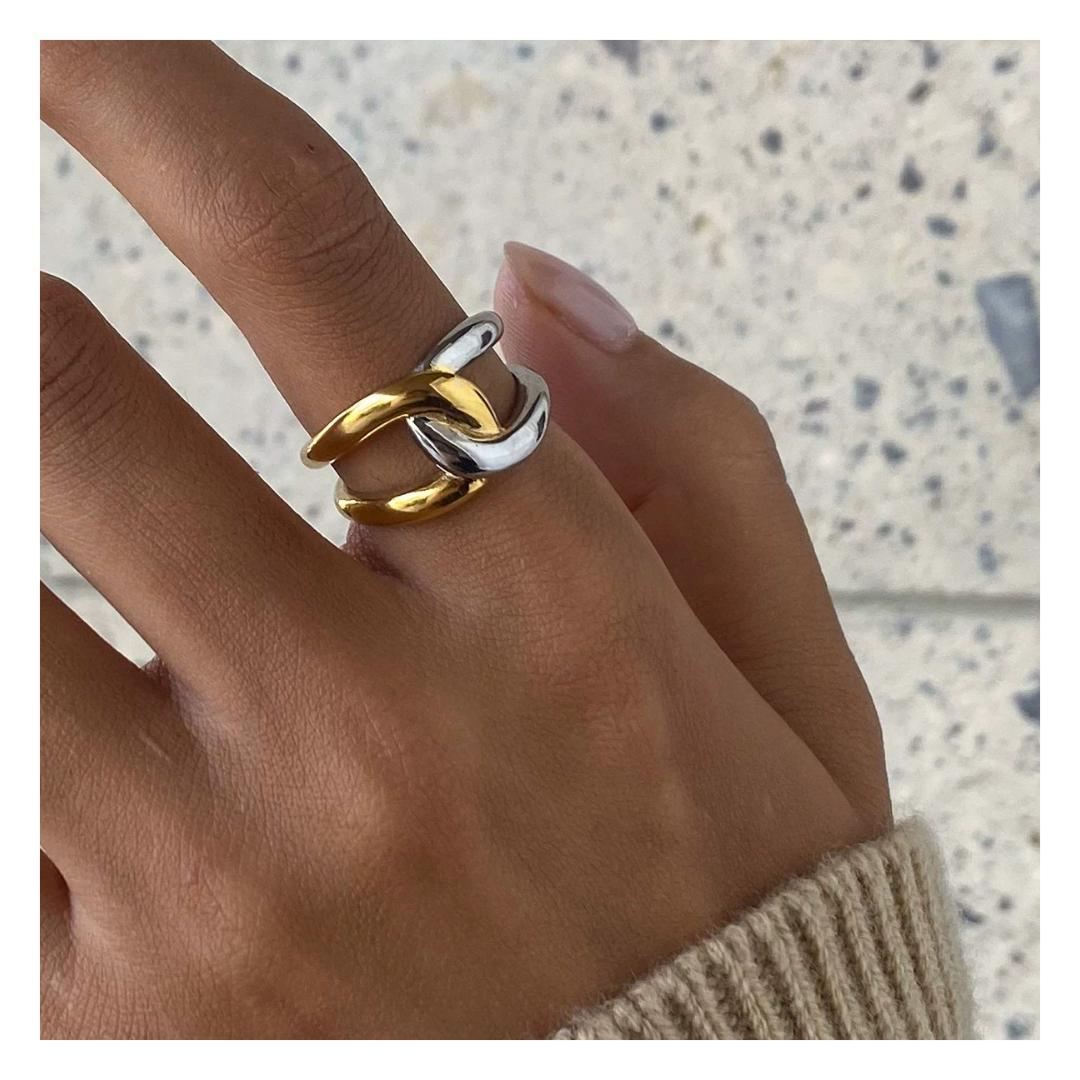 316L Bi-Color Harmony Link Ring - リング|Misy Jewelry