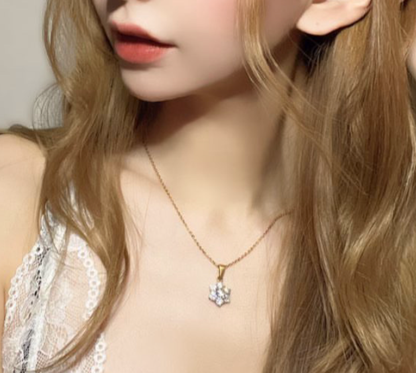 316L Flower Zirconia Necklace 詳細画像3|Misy Jewelry