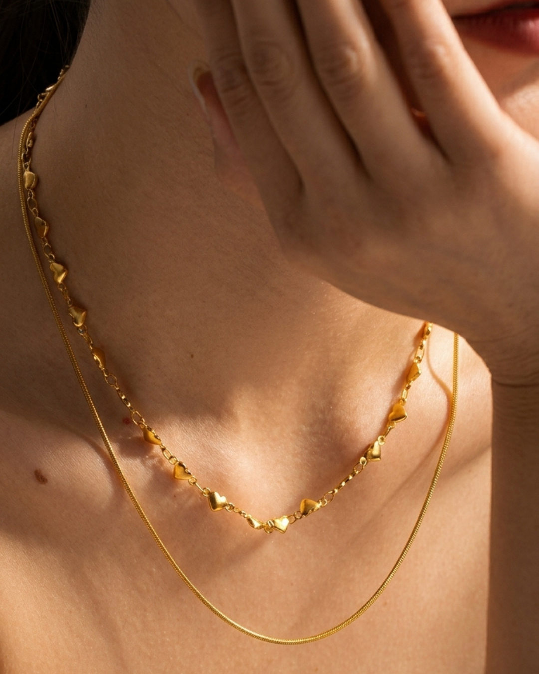 Double Heart Snake Necklace