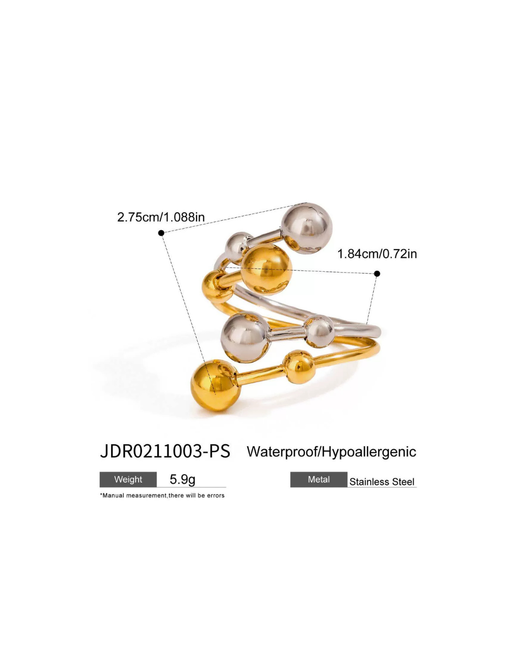 316L Bi-Color Sphere Bubble Ring3 詳細画像2|Misy Jewelry