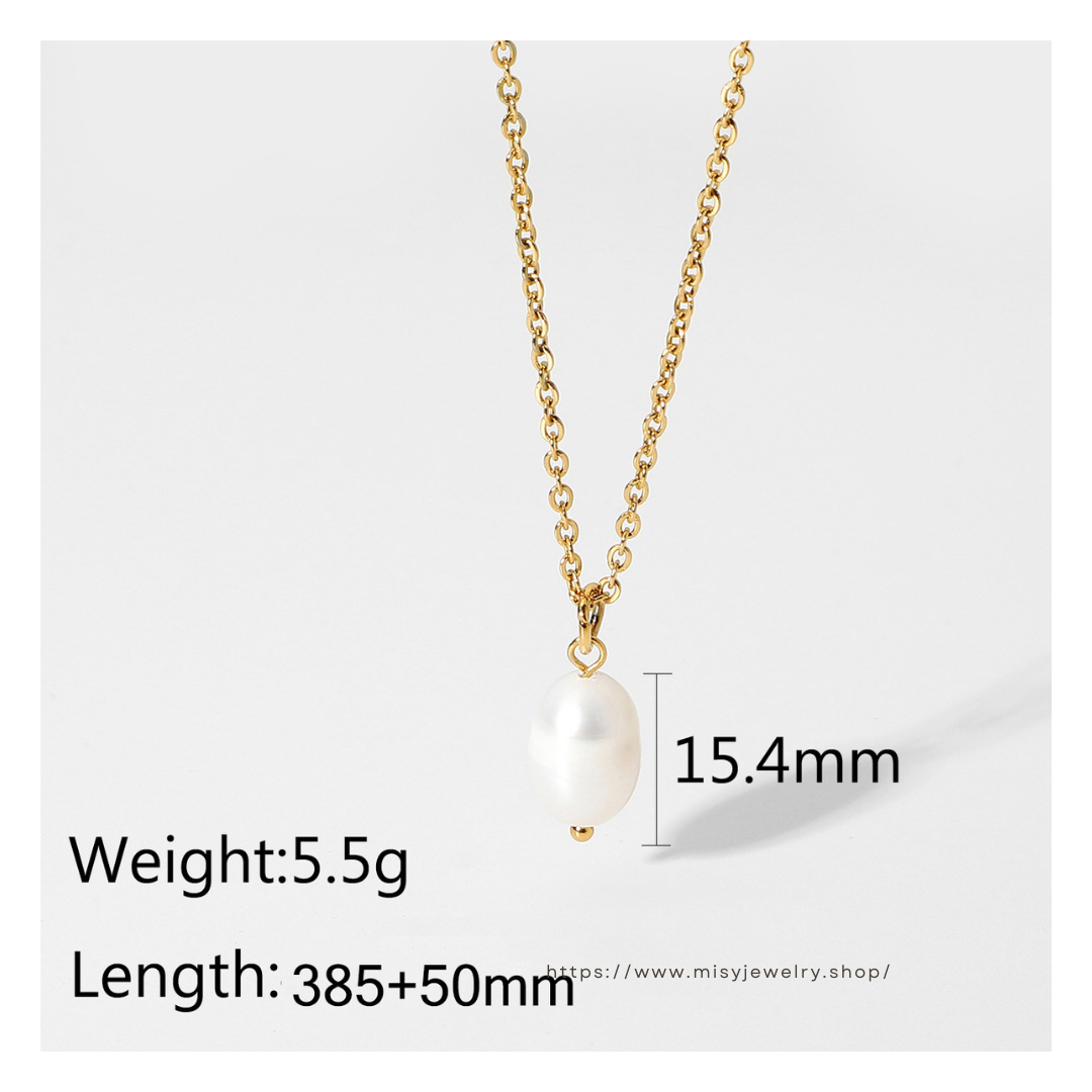 316L Chain Perl Necklace 詳細画像4|Misy Jewelry