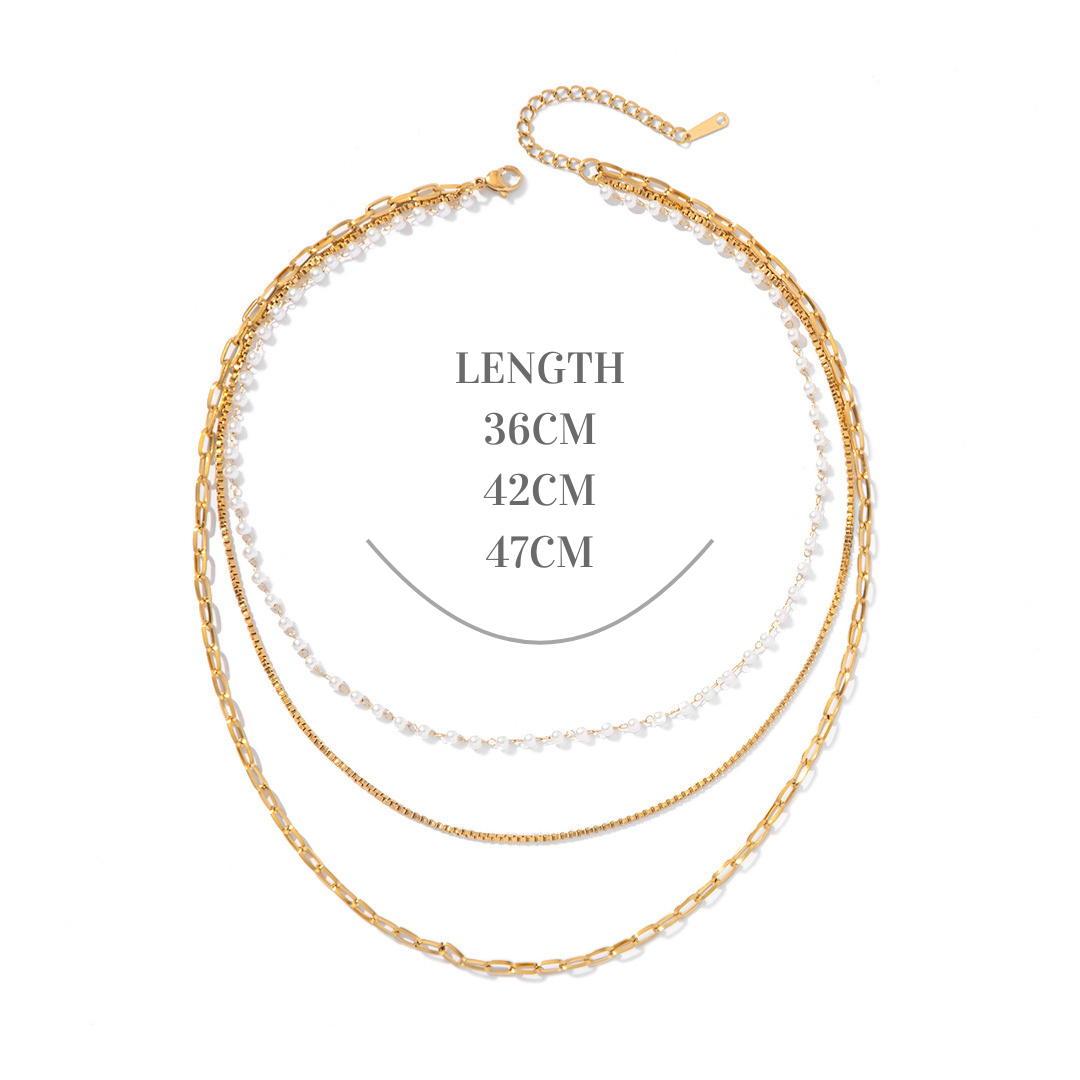 3連 Dot Perl Chain Necklace 詳細画像2|Misy Jewelry