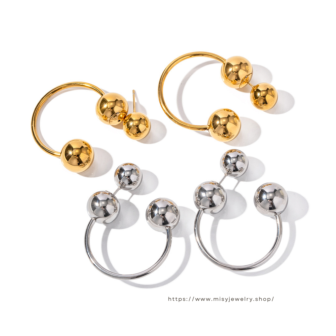316L Elegant Sphere Earrings — ディテール | リング | サージカルステンレス316L | Misy Jewelry