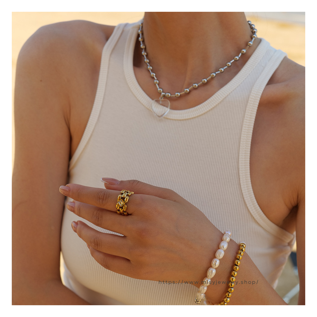 316L Puzzled Zirconia Ring 詳細画像5|Misy Jewelry