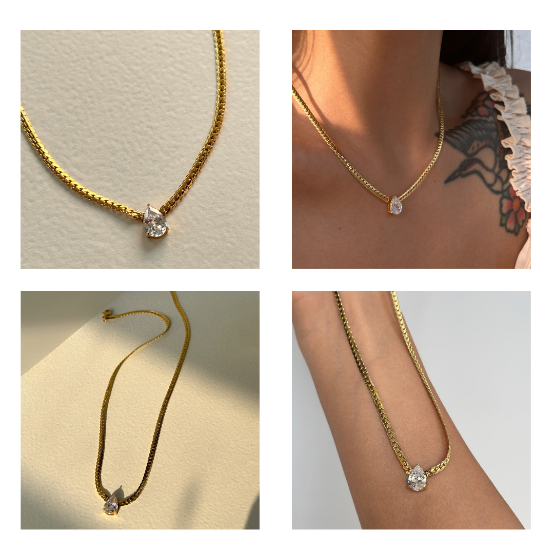 316L Drop Zirconia Chain Necklace 詳細画像7|Misy Jewelry