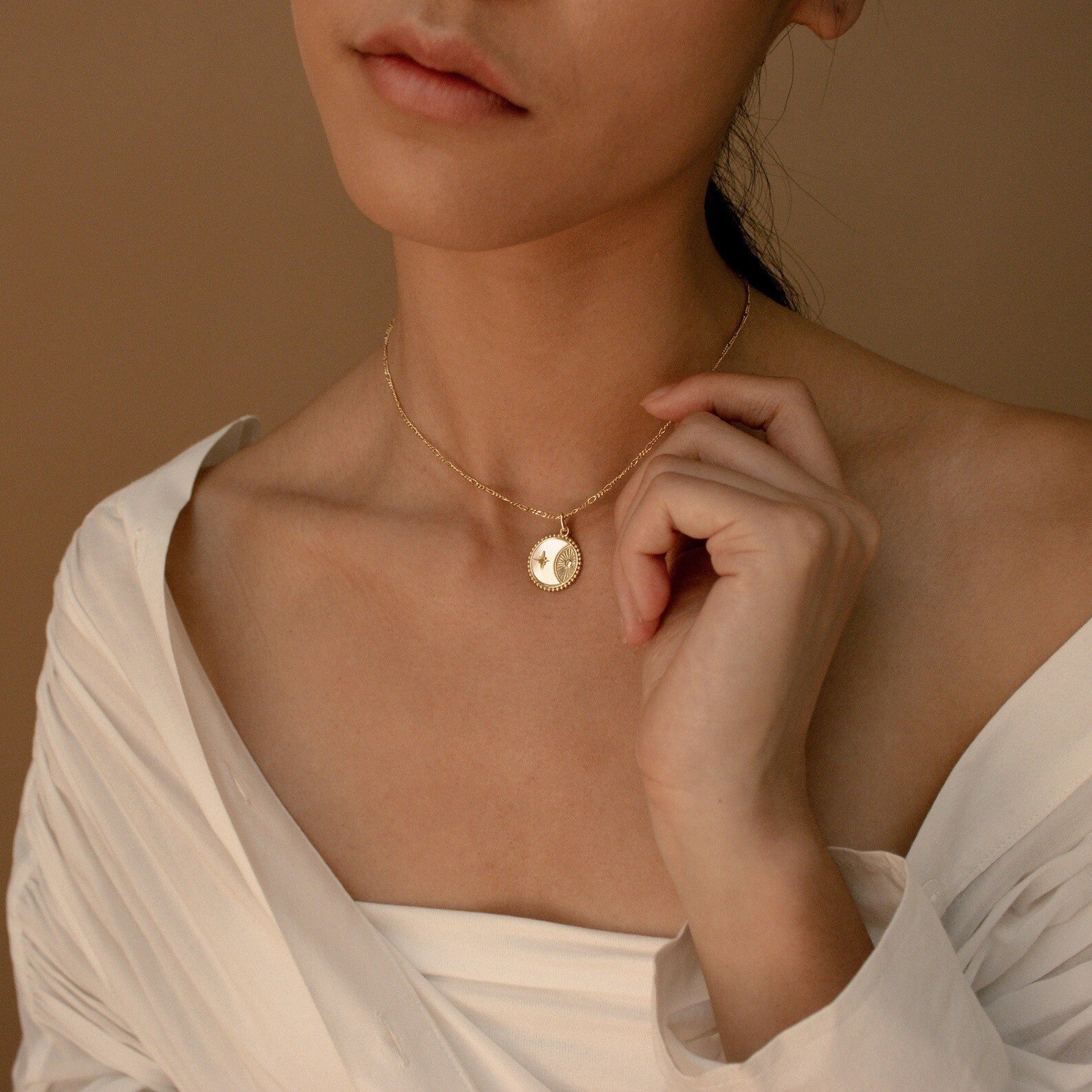 316L Moon Perl Necklace 詳細画像4|Misy Jewelry