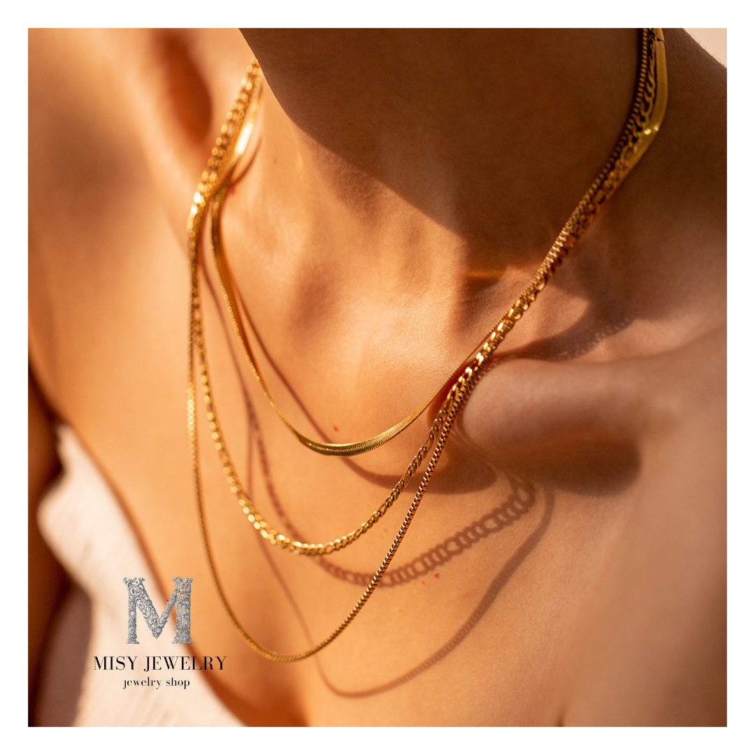 3連 Dot Figaro Chain Necklace 詳細画像8|Misy Jewelry