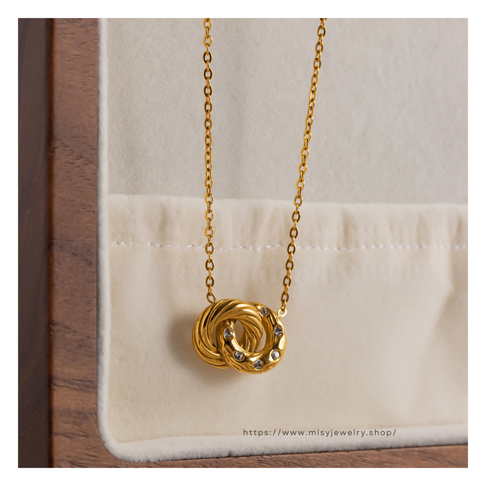 316L Zirconia Double Ring Necklace