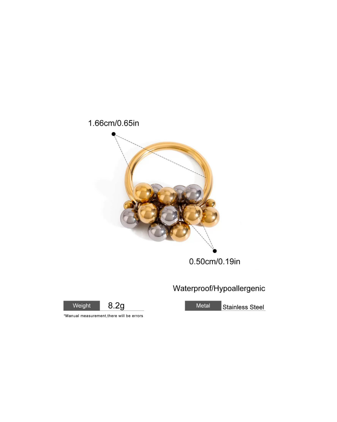 316L Bi-Color Sphere Bubble Ring1 詳細画像2|Misy Jewelry
