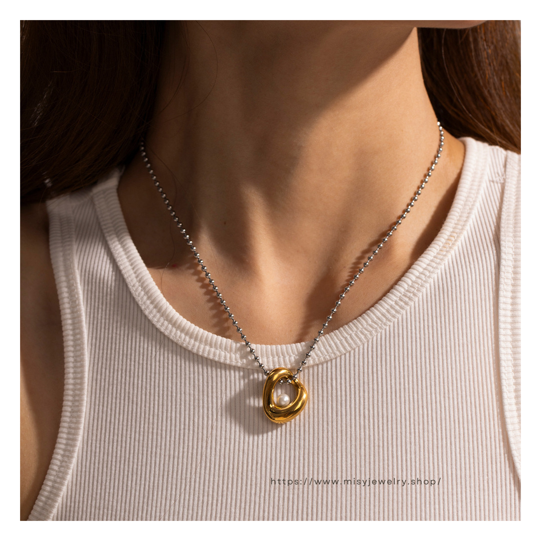 316L Bi-Color Perl Necklace 詳細画像1|Misy Jewelry