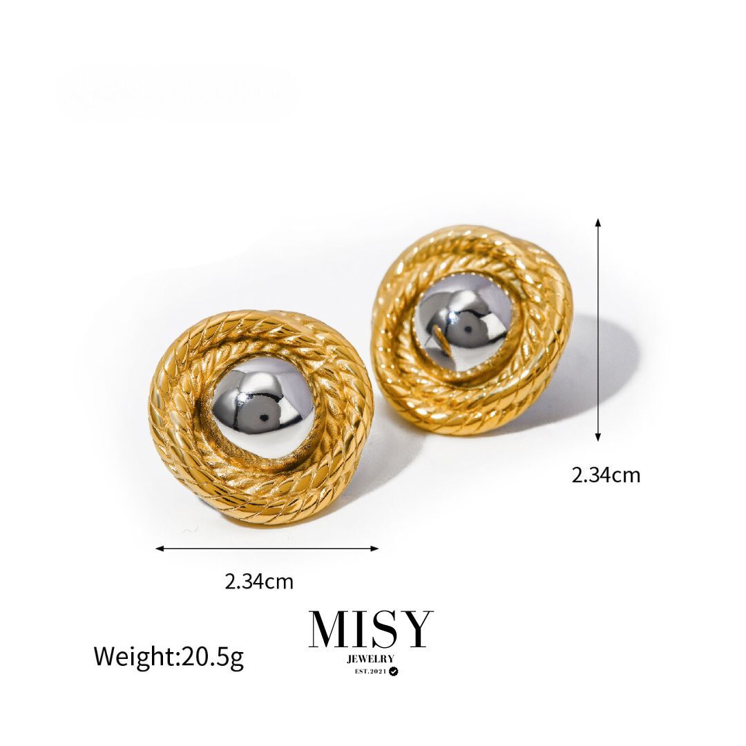 316L Elegant Bi-color Circle Pierce 詳細画像2|Misy Jewelry